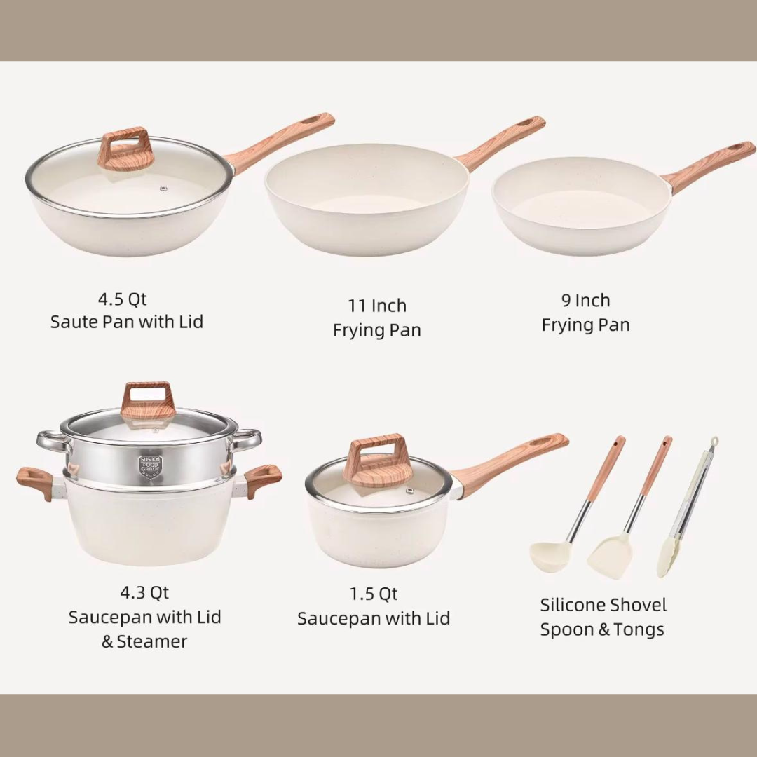12pcs White Granite Cookware Set