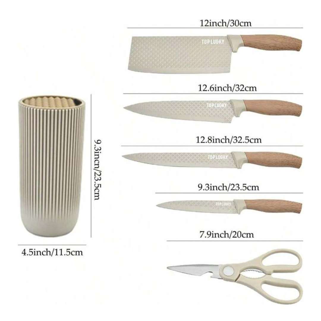 6pcs Kitchen Knife Set (Khaki)