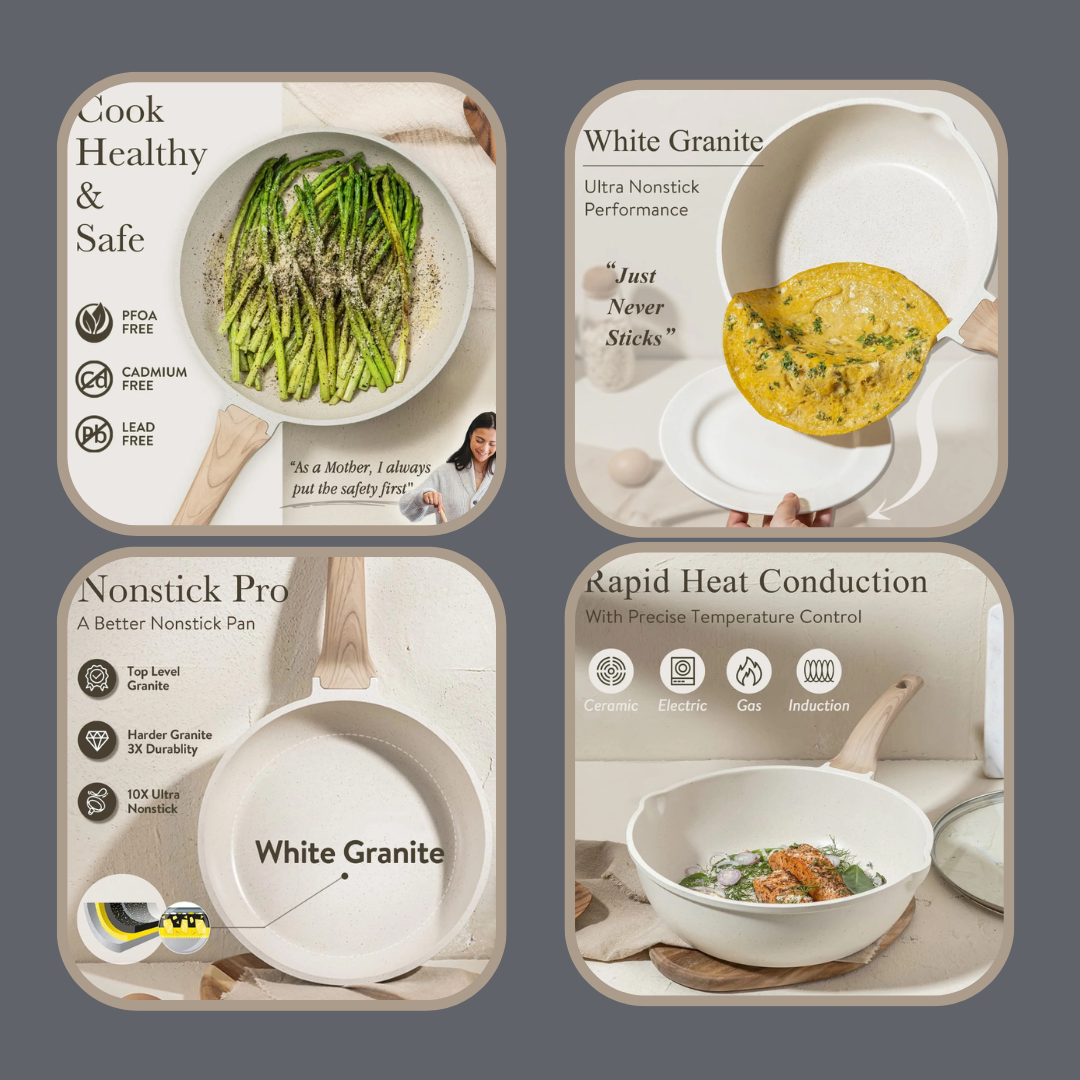 12pcs White Granite Cookware Set