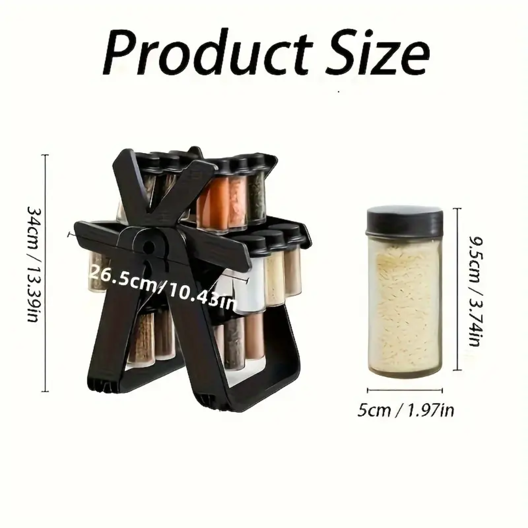 18 Spice Jars with a 360° Rotating Spice Rack