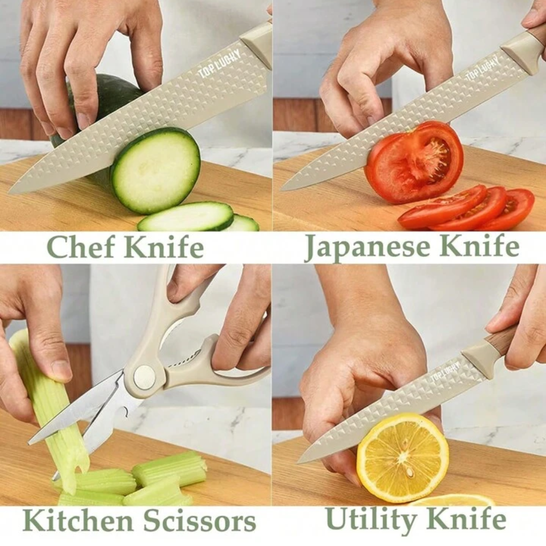 6pcs Kitchen Knife Set (Khaki)