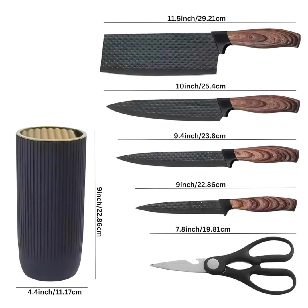 6pcs Kitchen Knife Set (Black)