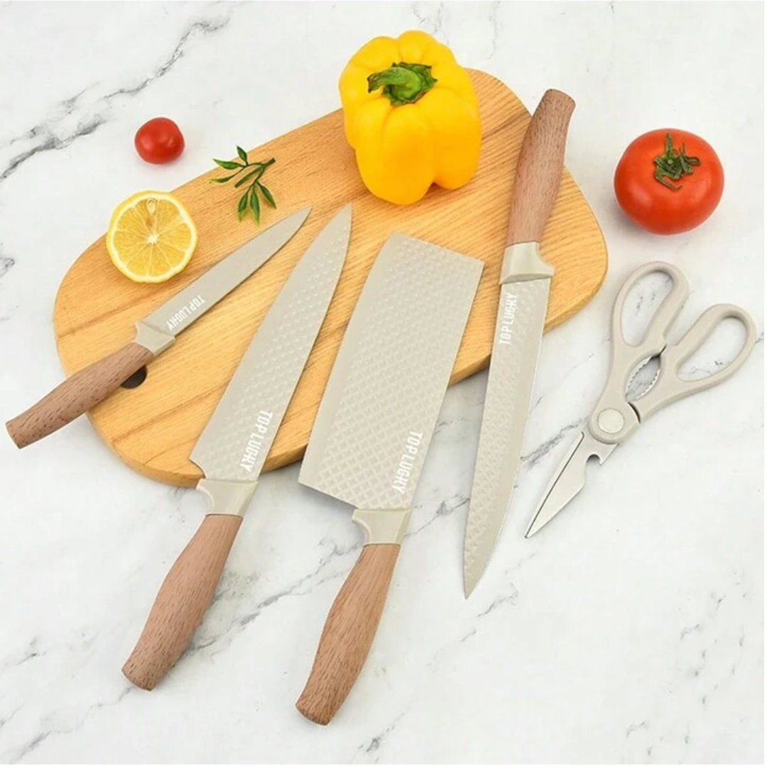 6pcs Kitchen Knife Set (Khaki)