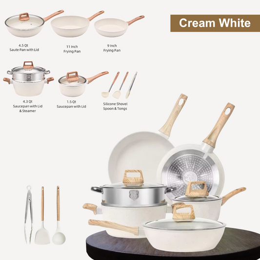 12pcs White Granite Cookware Set