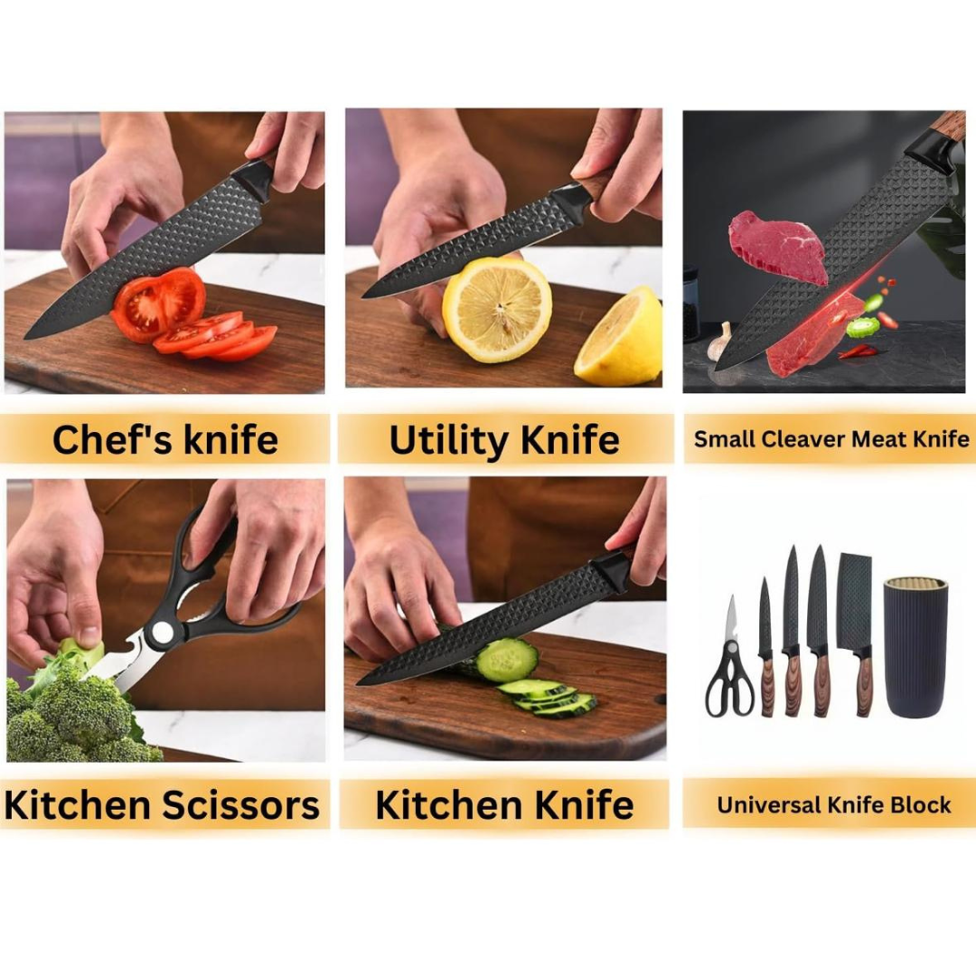 6pcs Kitchen Knife Set (Black)