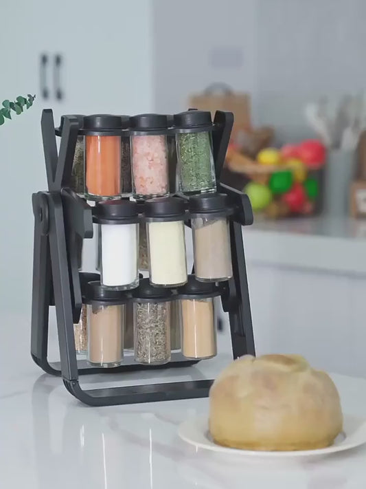18 Spice Jars with a 360° Rotating Spice Rack
